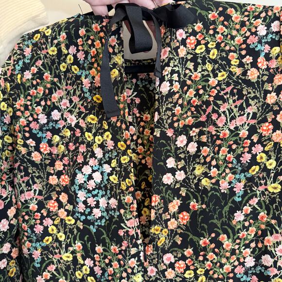 Zara Basic Romper Womens Small Black Floral Short Jumpsuit Long Sleeve Boho Chic - Picture 9 of 11